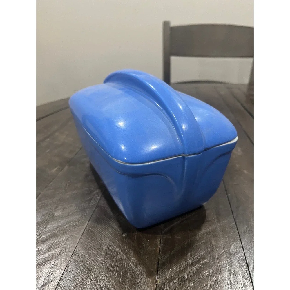 Hall Blue Ceramic Refrigerator Dish & Lid Vintage Art Deco 5014 for Westinghouse